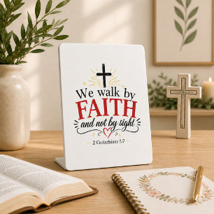Encouraging We Walk by Faith Pedestal Sign