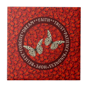 Encouraging Words Fall Leaves Inspirational        Ceramic Tile