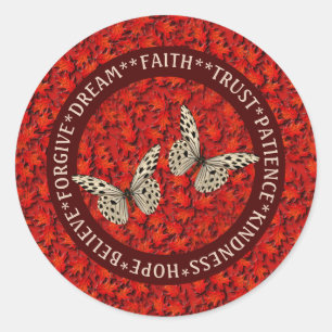 Encouraging Words Fall Leaves Inspirational       Classic Round Sticker