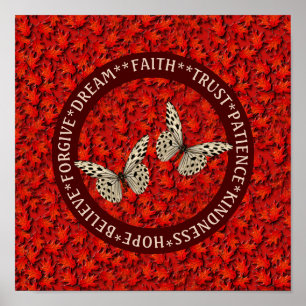 Encouraging Words Fall Leaves Inspirational Poster