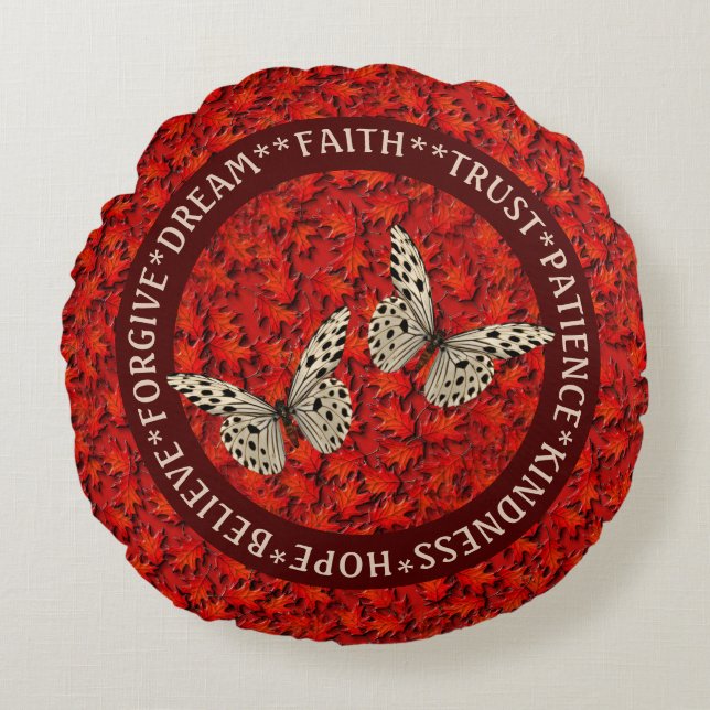 Encouraging Words Fall Leaves Inspirational     Round Cushion (Front)