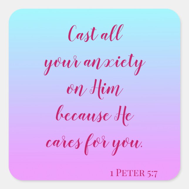 Encouraging words for overcoming anxiety square sticker (Front)