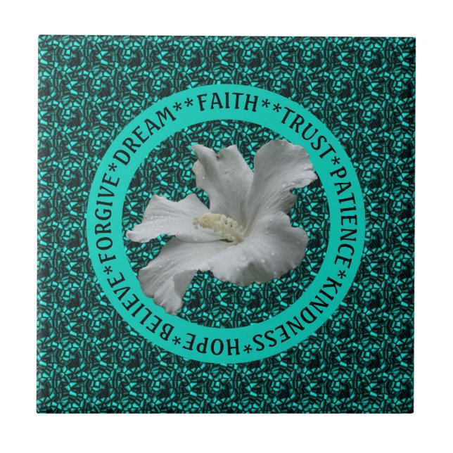 Encouraging Words Hibiscus Inspirational         Ceramic Tile (Front)
