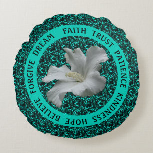 Encouraging Words Hibiscus Inspirational Round Cushion