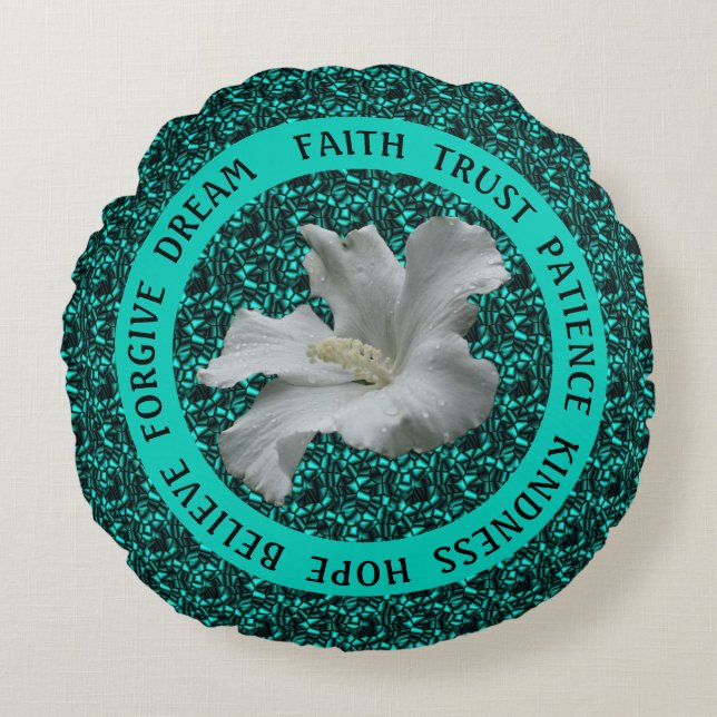 Encouraging Words Hibiscus Inspirational    Round Cushion (Front)