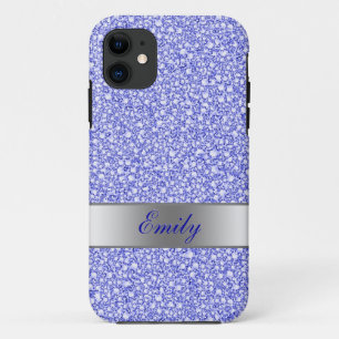Encrusted Blue Diamonds Look Glitter Patter iPhone 11 Case