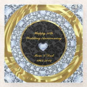 Encrusted Diamonds And Golden Rings. Glass Coaster