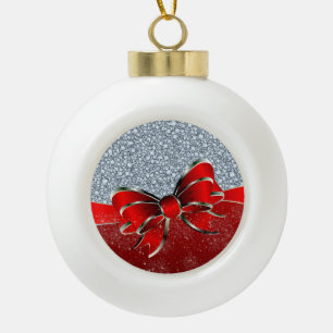 Encrusted Diamonds Look Glitter Patter Ceramic Ball Christmas Ornament