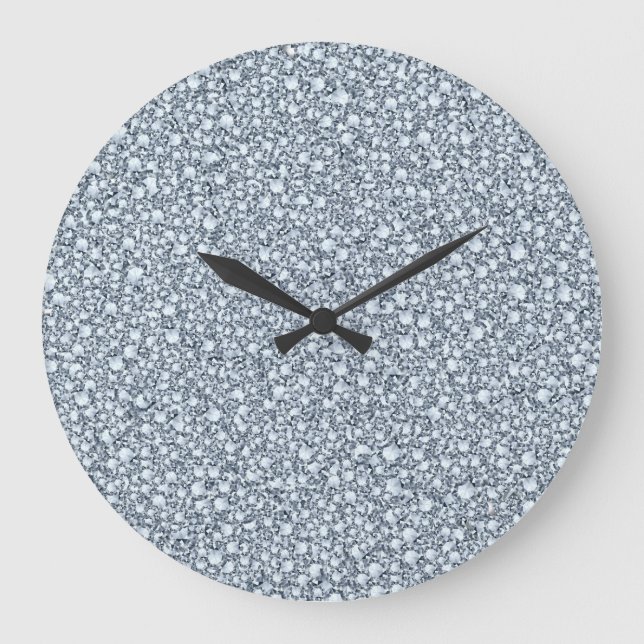 Encrusted Diamonds Look Glitter Patter Large Clock (Front)