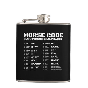 Encrypted Messages NATO Morse Code Black & White Hip Flask
