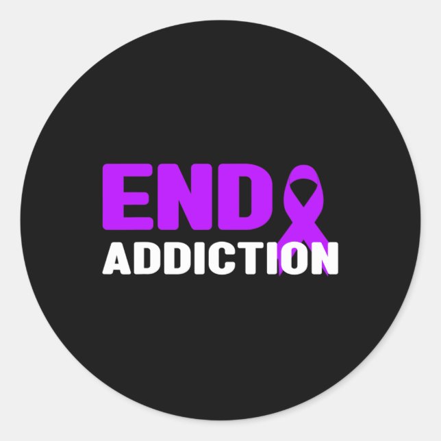 End Addiction - Addiction Awareness Classic Round Sticker (Front)
