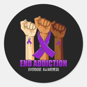 End Addiction Overdose Awareness Ribbon Classic Round Sticker