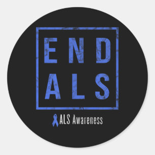 End Als, Distressed Als Awareness Classic Round Sticker