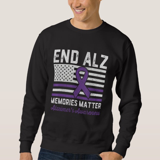 End Alz Memories Matter Alzheimers Awareness Purpl Sweatshirt (Front)