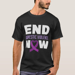End Domestic Violence Now Family Warrior Purple Ri T-Shirt