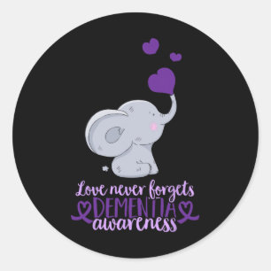 End Heimer Love Never Forgets Dementia Awareness Classic Round Sticker