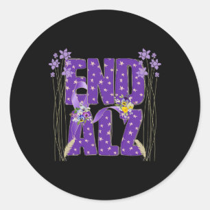 End Heimer Purple Floral Pansy Dementia Heimerheim Classic Round Sticker