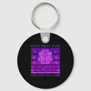 End hope fight brain alzheimer's awareness purple key ring