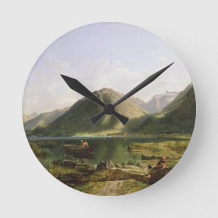 End of Lake Geneva, 1835 (oil on canvas) Round Clock