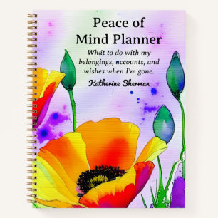 End of Life Peace of Mind Planner Estate Planning Notebook