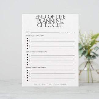 End-of-Life Planning Checklist Custom Letterhead