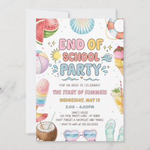End of School And Start Of Summer Party Invitation