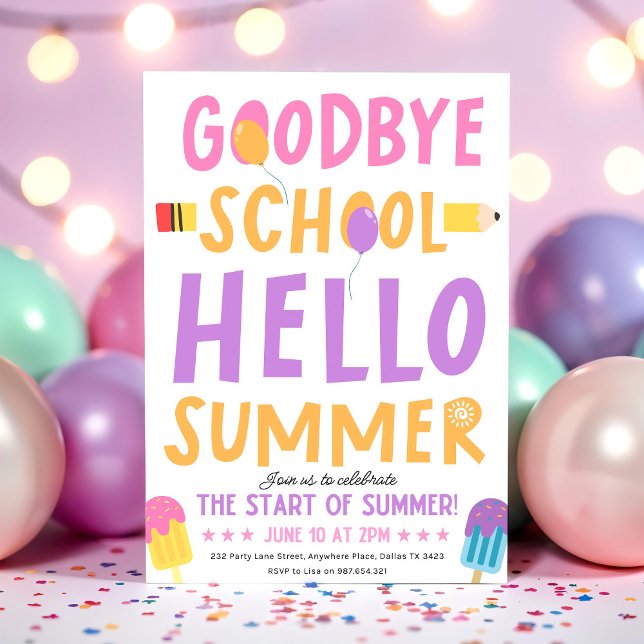 End of School Party Invitation, Hello Summer Schoo Invitation (Creator Uploaded)