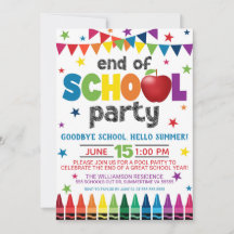 End of School Party Invitation, Summer Graduation 