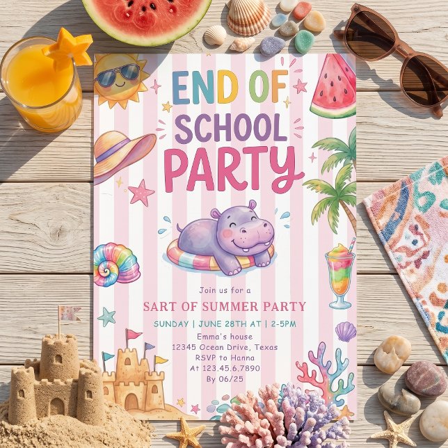 End Of School Party Stripes Invitation (Creator Uploaded)