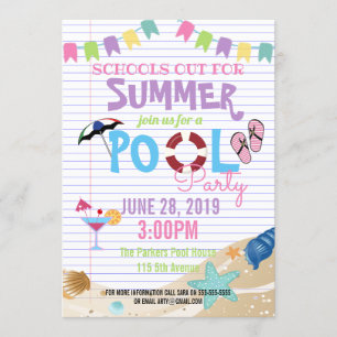 end of school pool summer class party fundraiser invitation