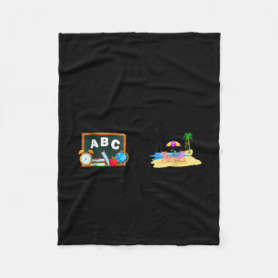 End Of School Teacher First Teach Beach Summer Fleece Blanket