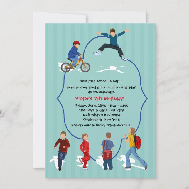 End of School Year Stripes Invitation (Front)