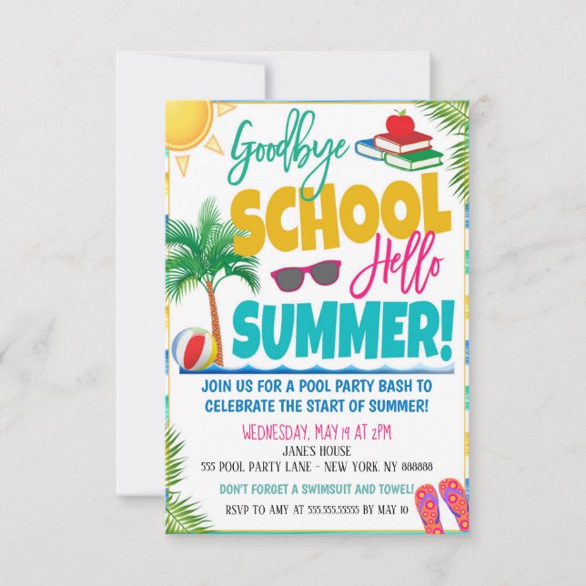 End of School Year Summer Party Invitation (Front)