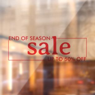 End-of-season shop red window decal