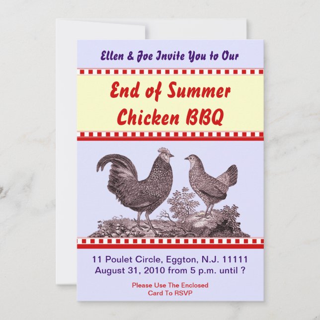 End of Summer Chicken BBQ Invitation Card (Front)