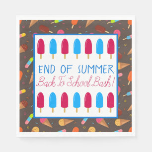 End of Summer Ice Pop and Ice Cream Pattern Party Napkin