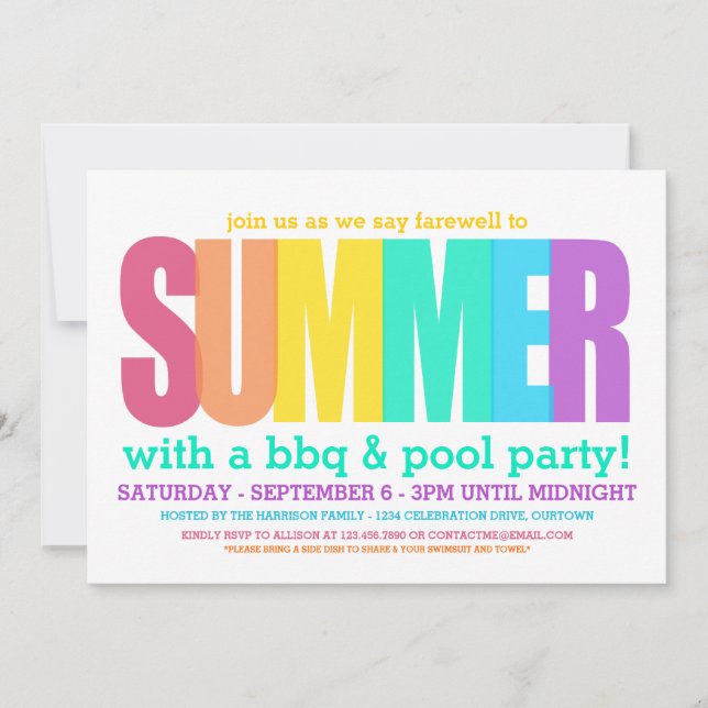 End of Summer Party Invitation (Front)