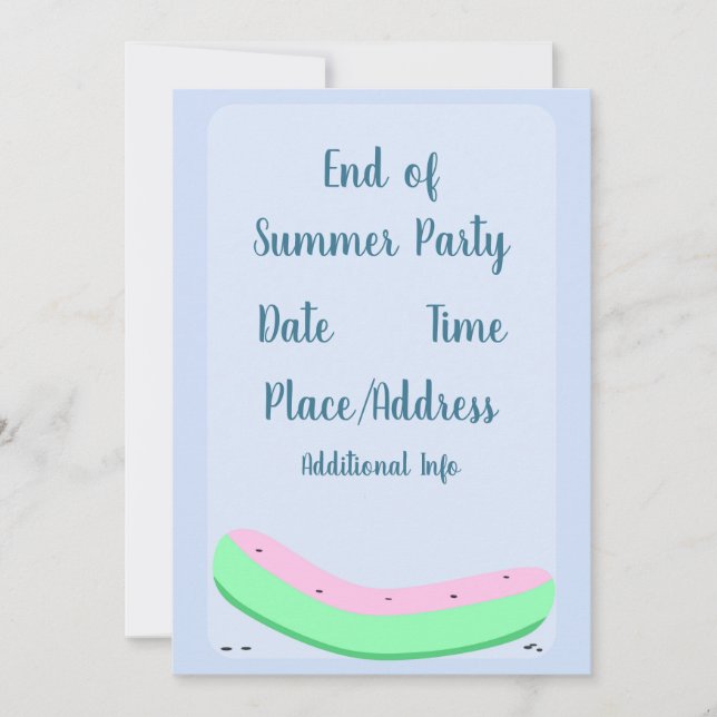 End of Summer Party Kawaii Watermelon Invitation (Front)