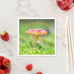 End of summer red toadstool mushroom fall photo napkin