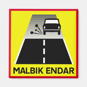 End Of Tarred Road, Traffic Sign, Iceland Magnet