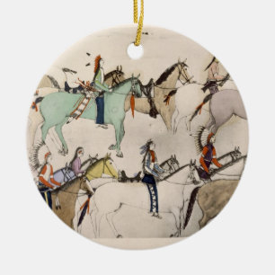 End of the battle (ink on paper) ceramic tree decoration