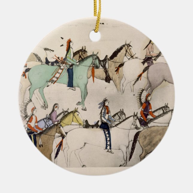 End of the battle (ink on paper) ceramic tree decoration (Front)
