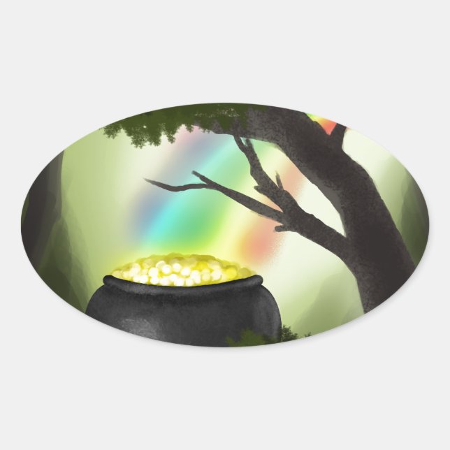 End of the Rainbow Oval Sticker (Front)