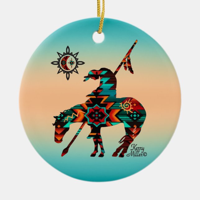 End Of The Trail Ceramic Ornament (Front)