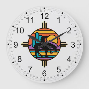 End of the Trail Native American Indian Large Clock