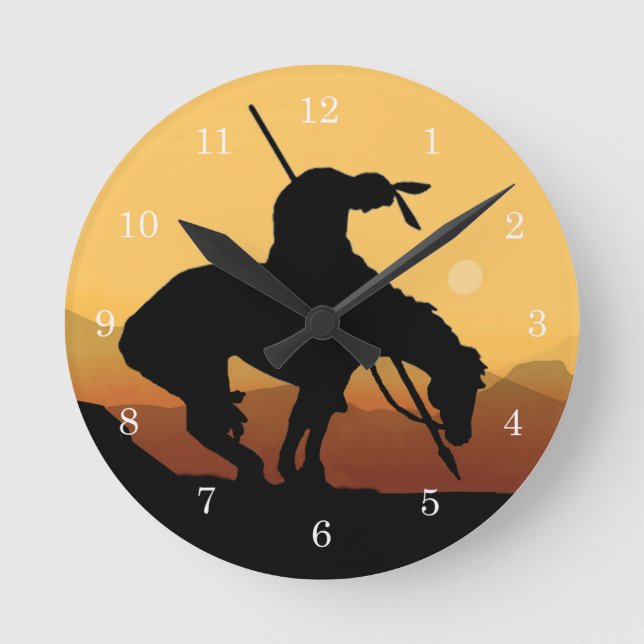 End of the Trail Silhouette Wall Clock (Front)