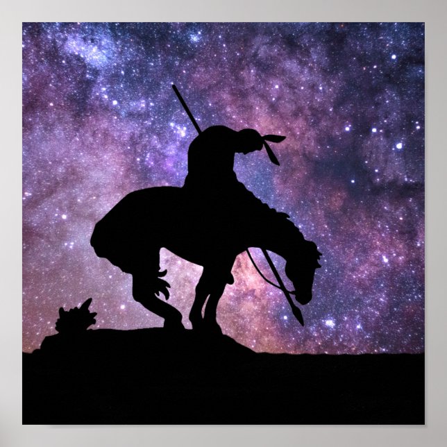 End of the Trail Silhouette With Milky Way Stars Poster (Front)