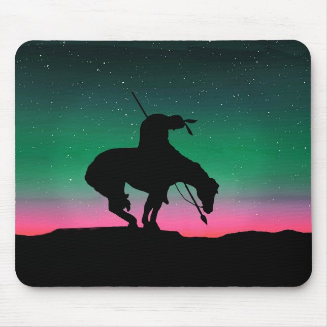 End of the Trail Silhouette With Night Sky Mouse Pad (Front)