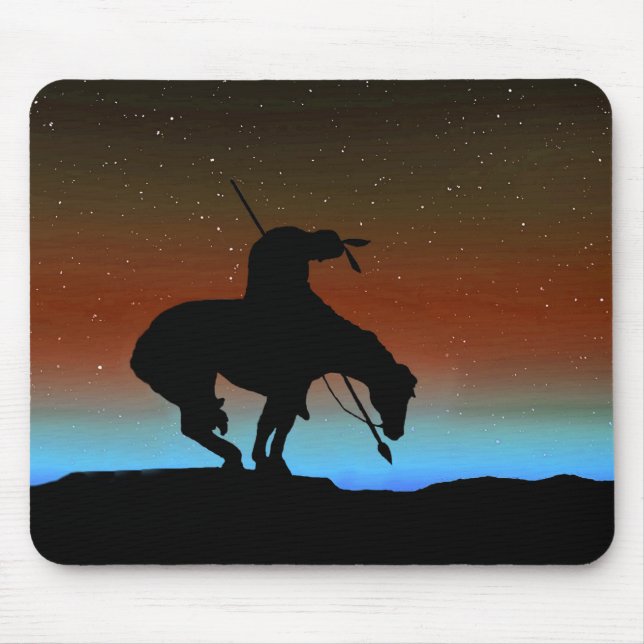 End of the Trail Silhouette With Night Sky Mouse Pad (Front)