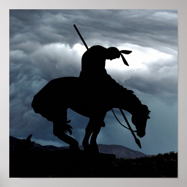 End of the Trail Silhouette With Storm Clouds Poster (Front)